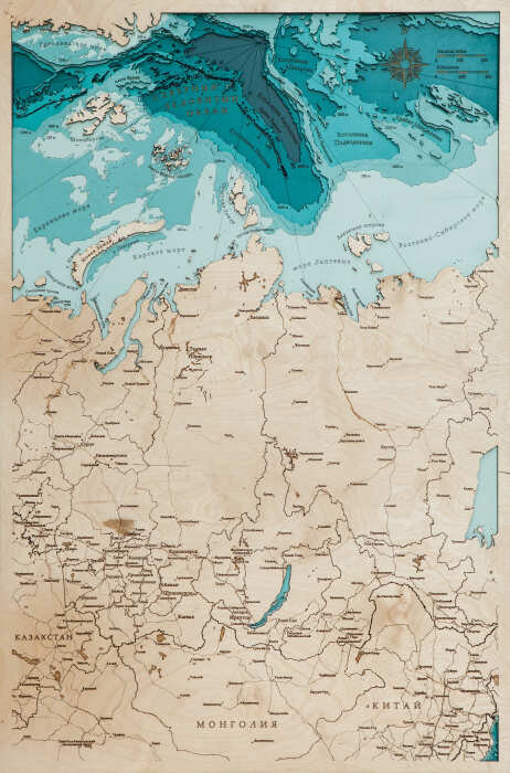 Карта деревянная многослойная "Карта Сибири" на заказ
